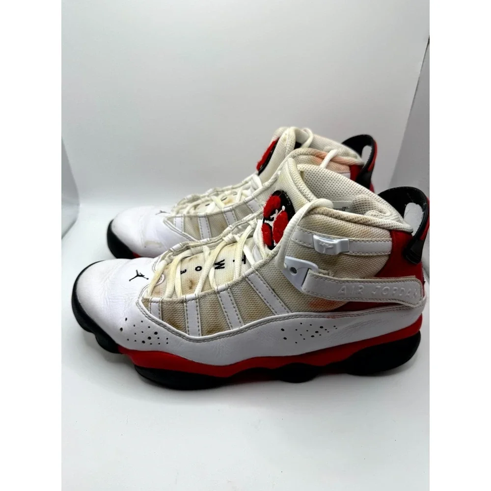 Air Jordan 6 Rings 322992-126 Mens 8.5 Sneaker White Red Cherry Basketball Shoes
